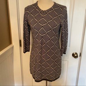 J. McLAUGHLIN SWEATER CREW NECK ZIP GRAY WHITE M